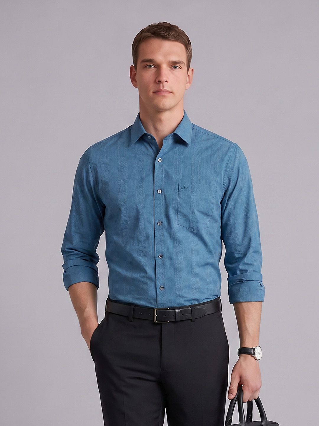 Arrow Slim Fit Checked Textured Formal Shirt-picture-30