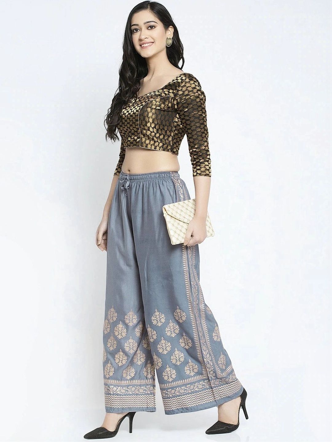 SMASUM Women Ethnic Motifs Printed Knitted Ethnic Palazzos-picture-52