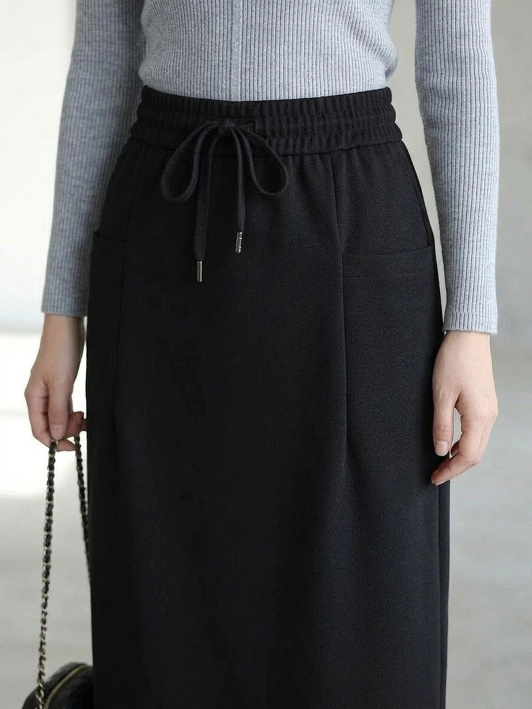 Suo Women Back Slit Midi Straight Skirt-picture-10