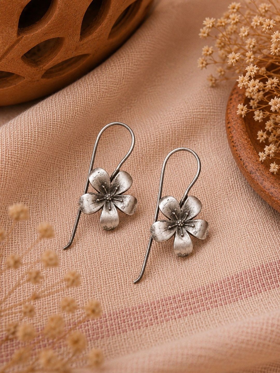 Zilverlinks 925 silver Jewellery Floral Drop Earrings-picture-51