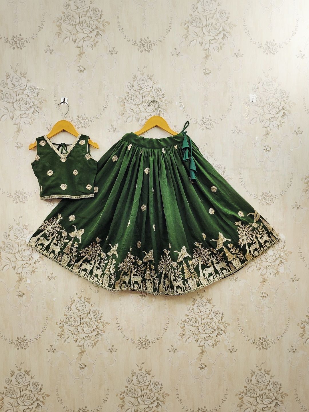 JOVK DESIGN Girls Embellished Thread Work Ready to Wear Lehenga &-picture-22