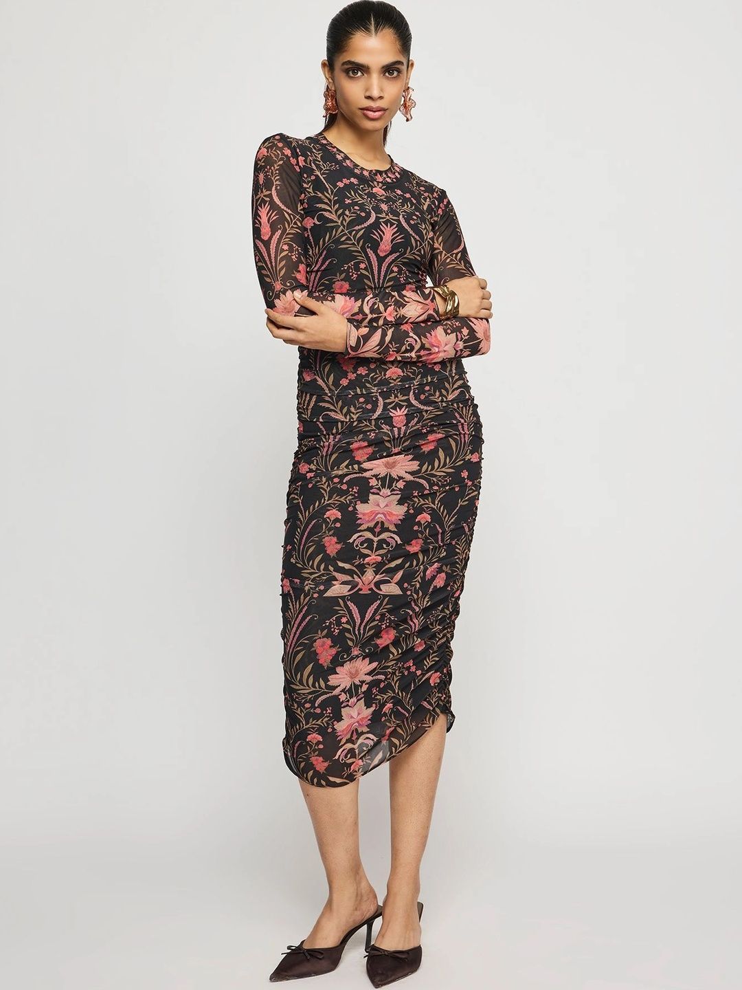 Label Ritu Kumar Floral Print Bodycon Midi Dress-picture-11