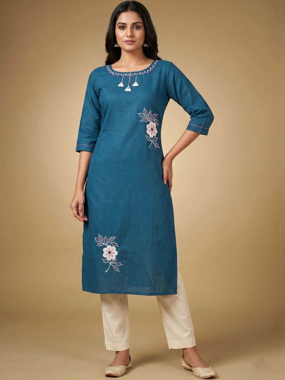 XIVARA Floral Embroidered Thread Work Thread Work Kurti-picture-17