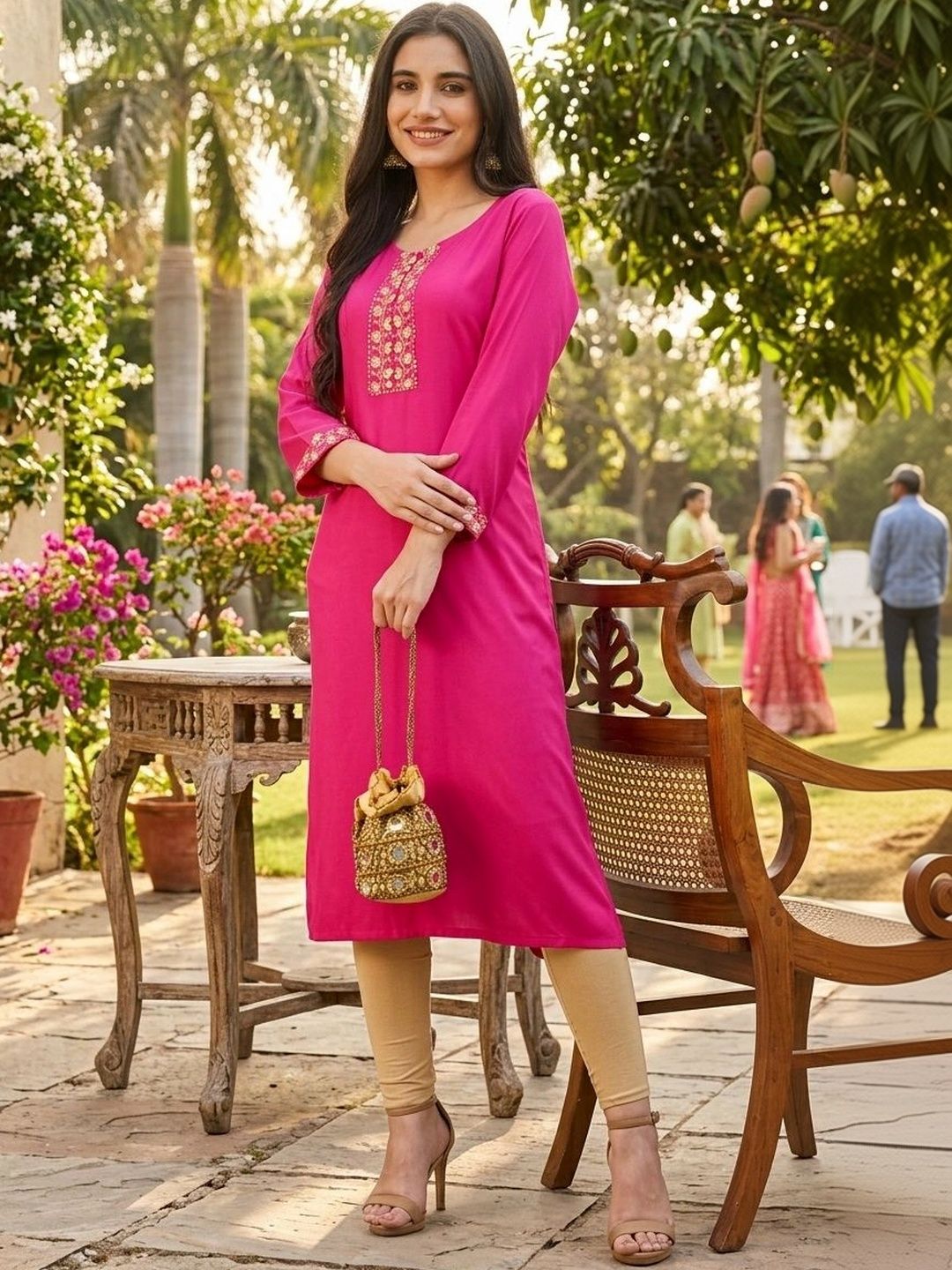 radhika creation Ethnic Motifs Embroidered Thread Work Pure Cotton Thread Work Kurti-picture-31