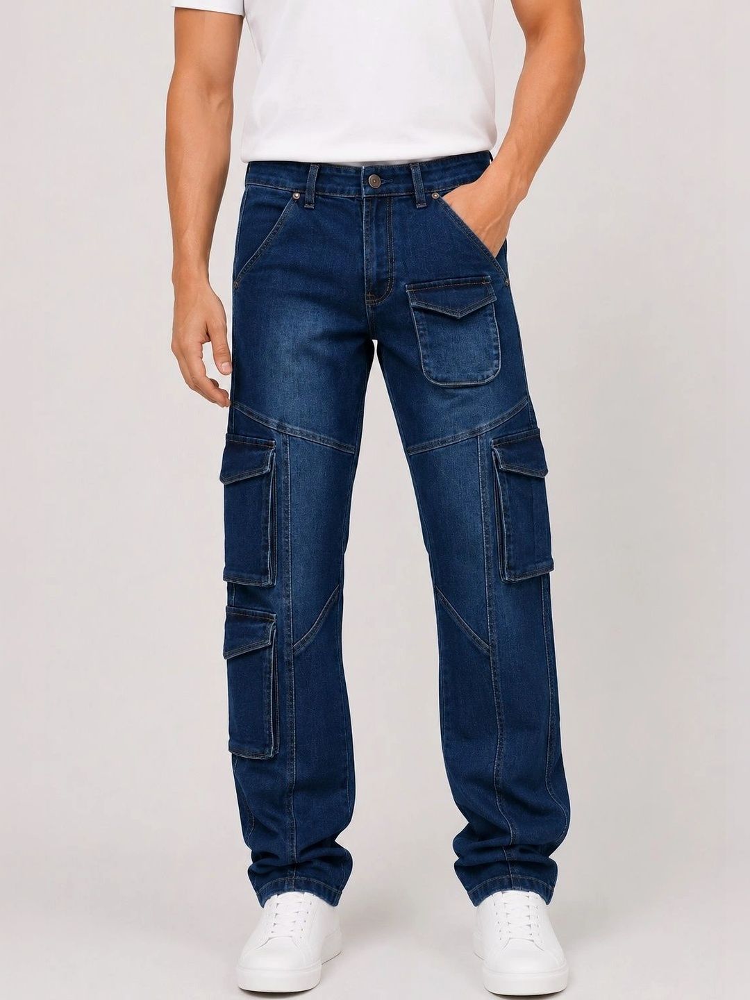 NOWI Men Regular Fit Mid-Rise Light Fade Jeans-picture-14