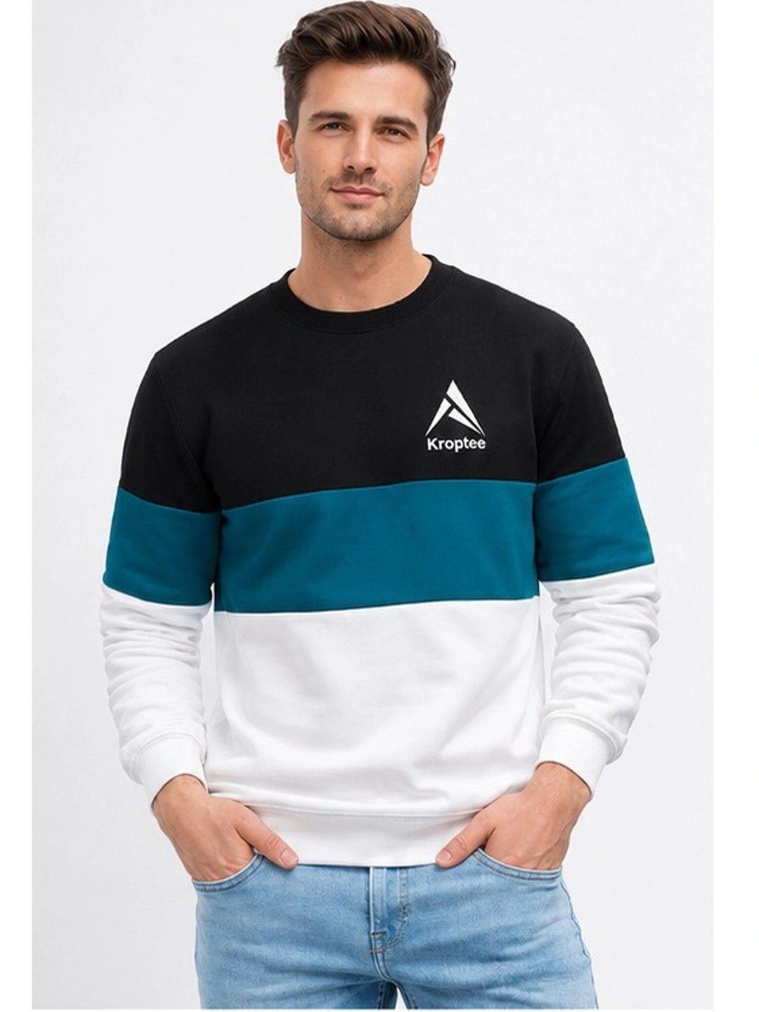 Kroptee Men Brand Logo Colourblocked T-shirt-picture-29