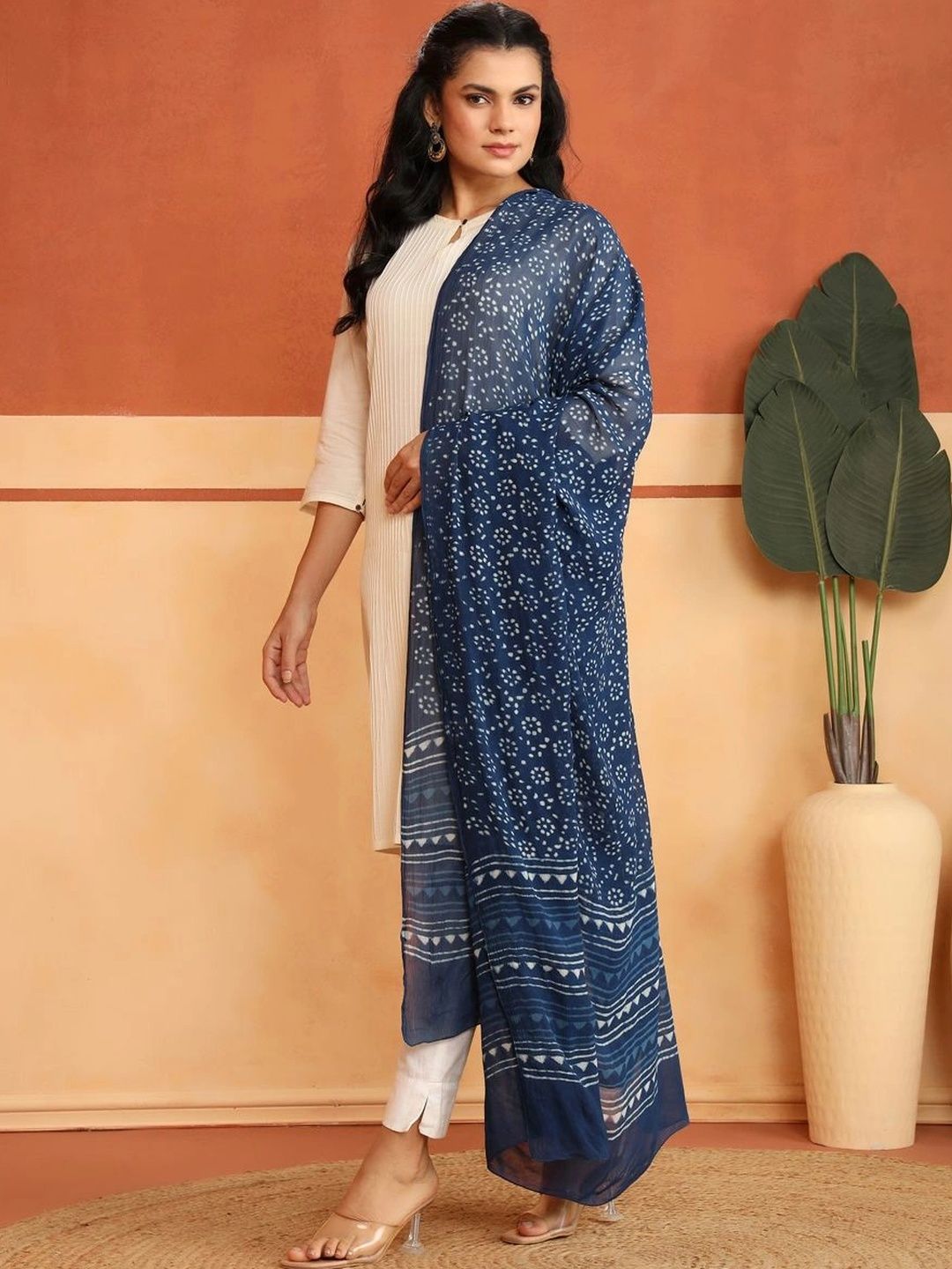 Fabindia Ethnic Motifs Printed Viscose Rayon Block Print Dupatta-picture-25