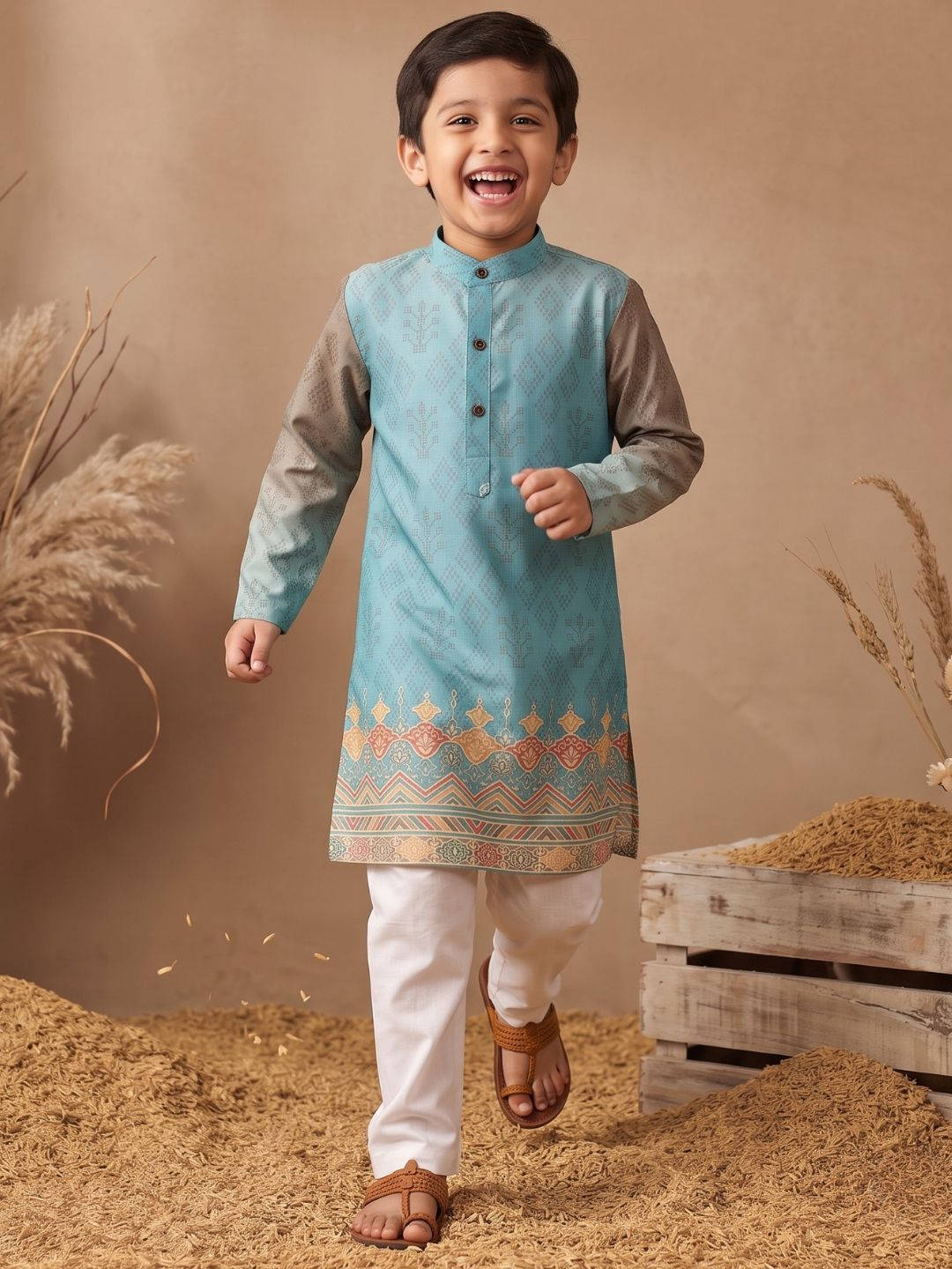 Aj DEZInES Boys Ethnic Motifs Printed Regular Kurta with Pyjamas-picture-40