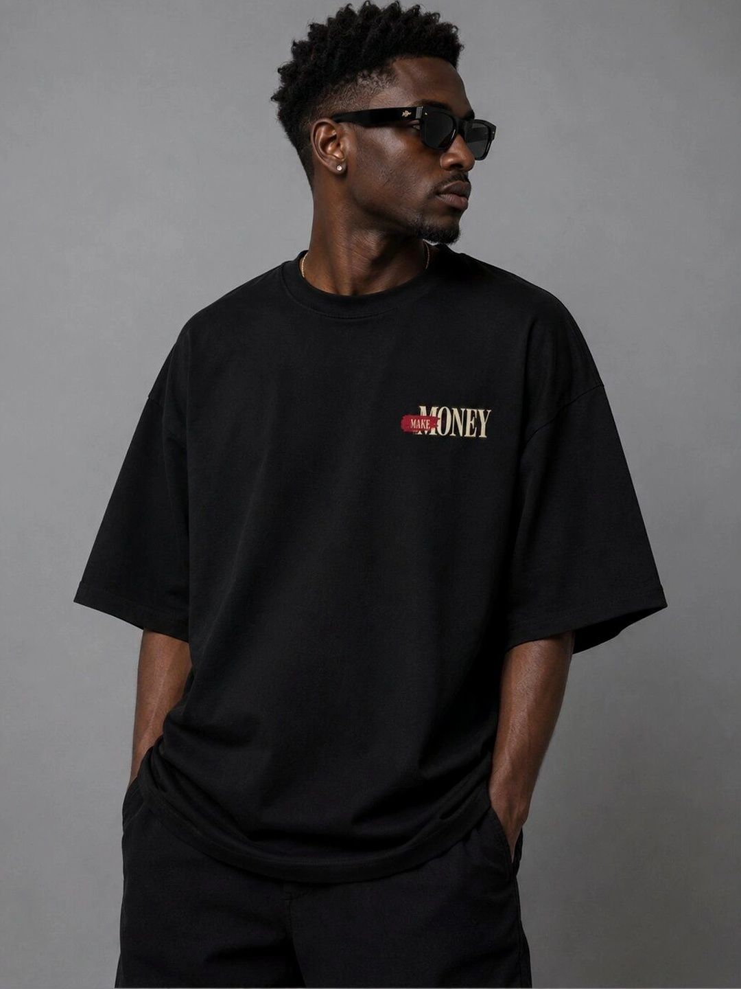 HERE&NOW Men Printed Drop-Shoulder Sleeves T-shirt-picture-15