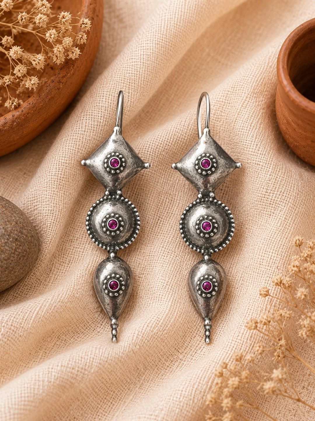 Zilverlinks 925 silver Jewellery Geometric Drop Earrings-picture-35