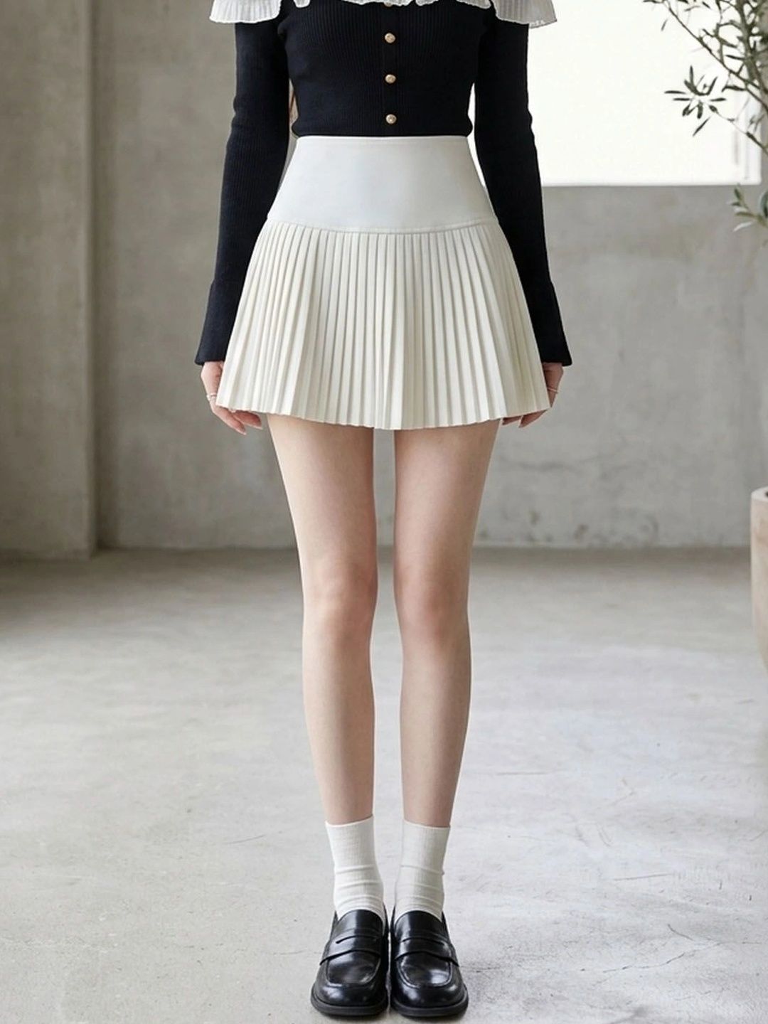 Suo Women Accordion Pleated Mini Flared Skirt-picture-31