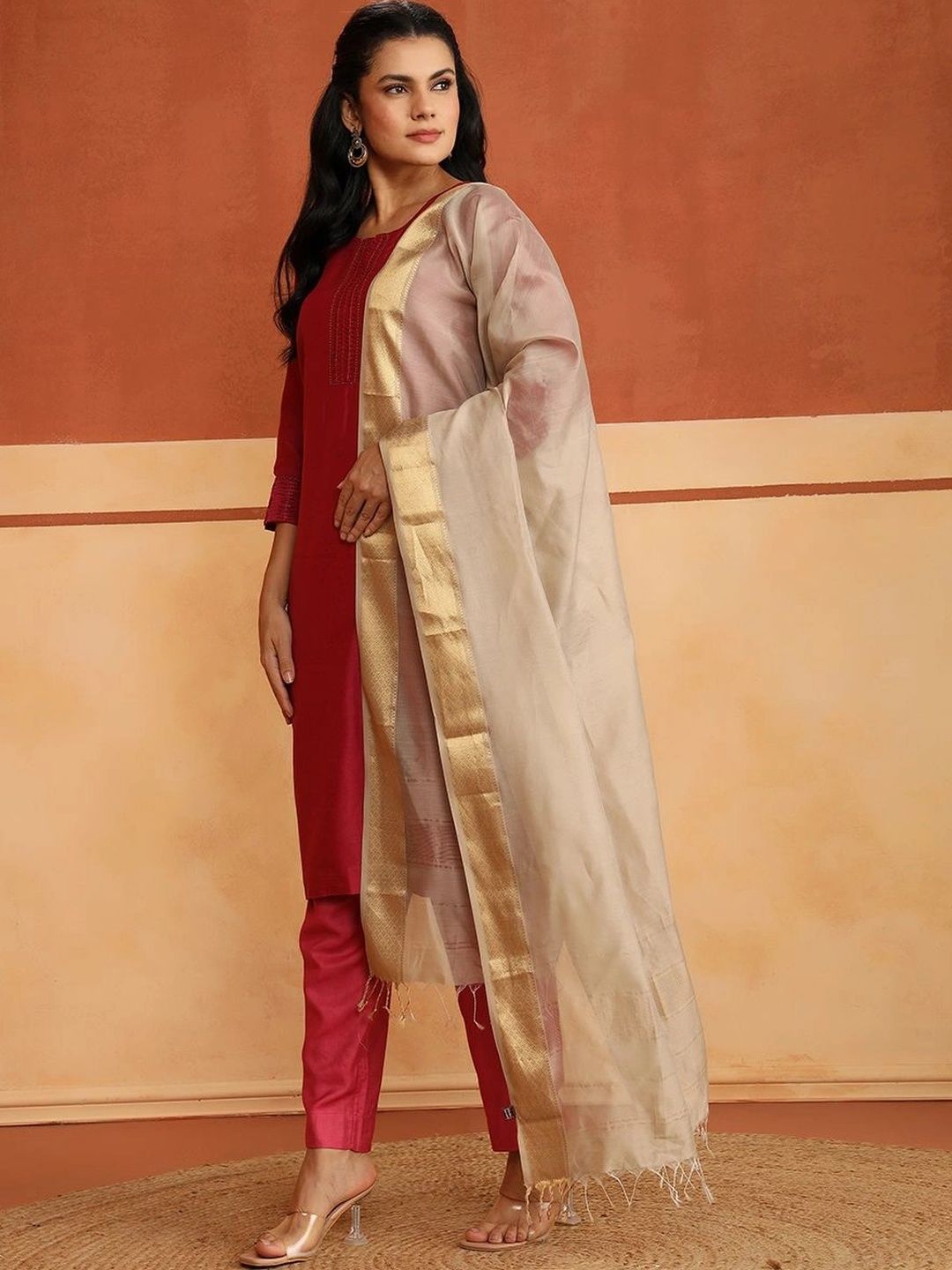 Fabindia Woven Design Cotton Silk Blend Dupatta-picture-45