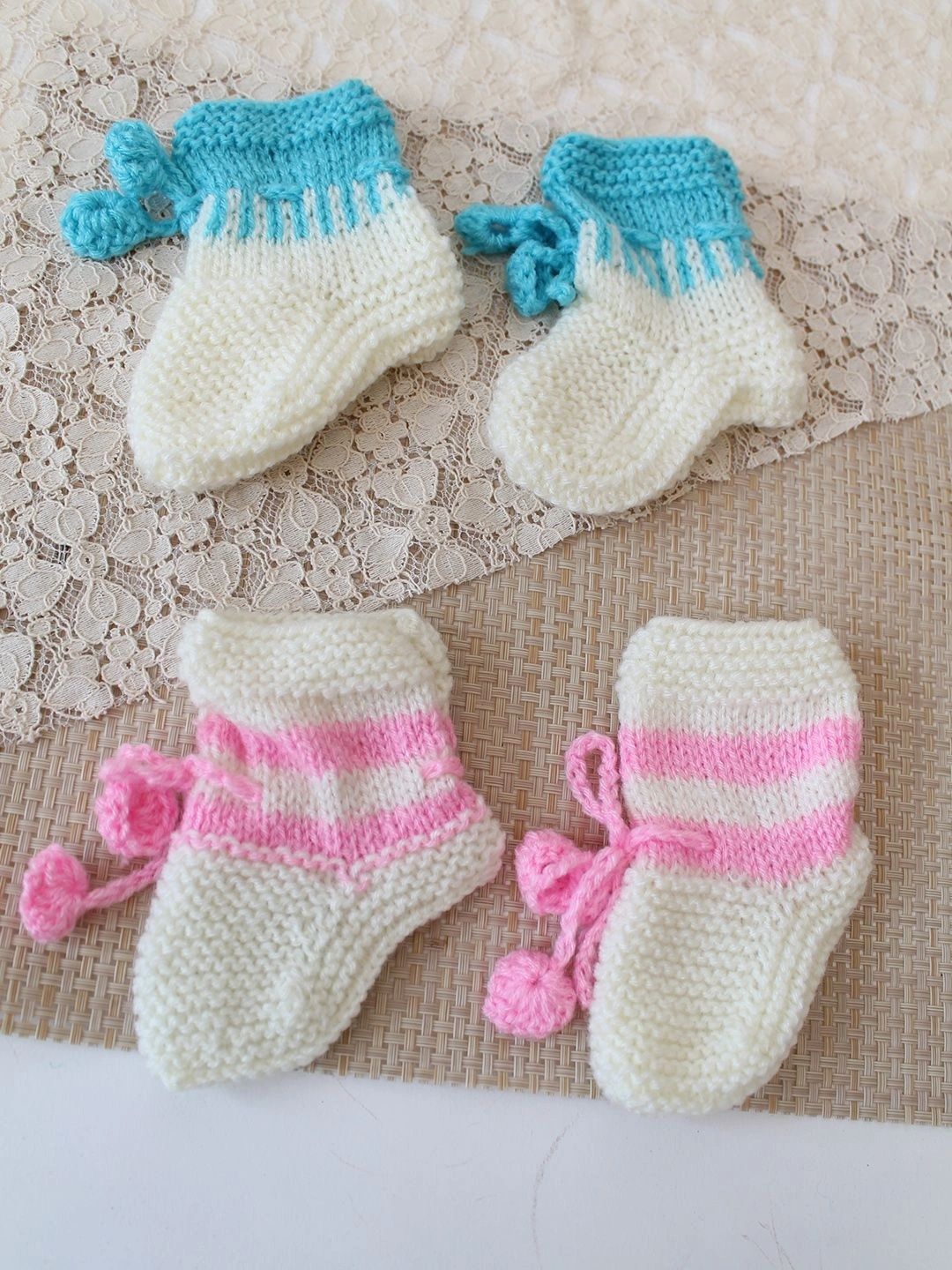 Woonie Unisex Kids Pack of 2 Acrylic Striped Ankle Length Socks-picture-48