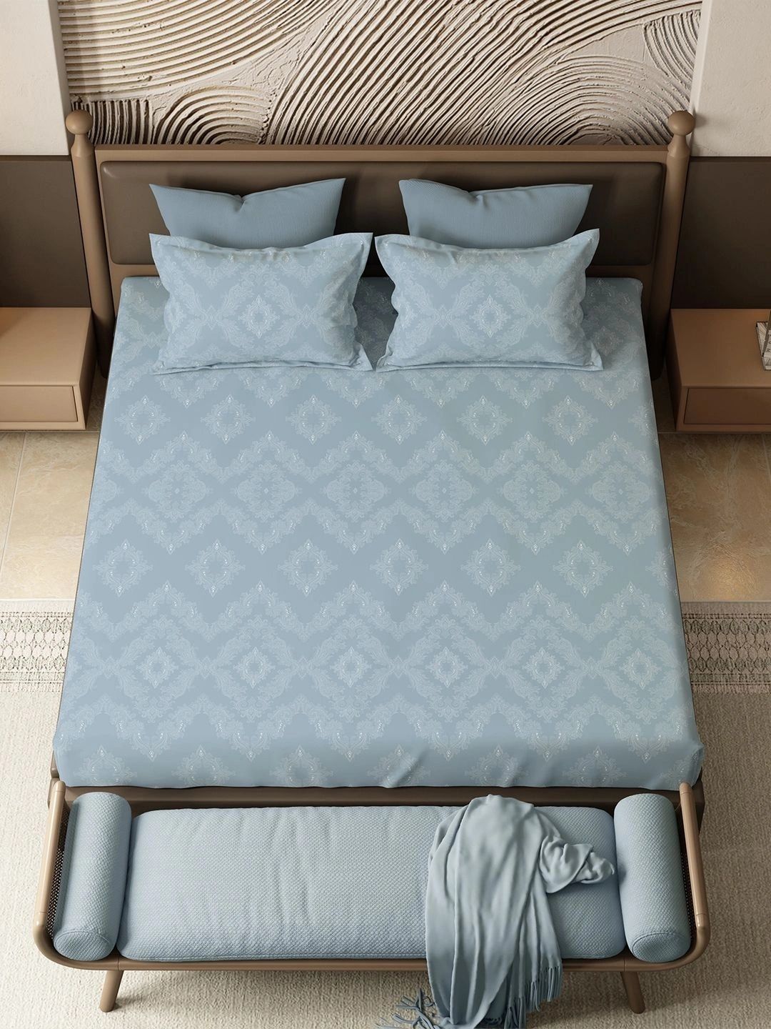 MYTRIDENT Multicoloured 144 TC King Bedsheet with 2 Pillow Covers-image-43