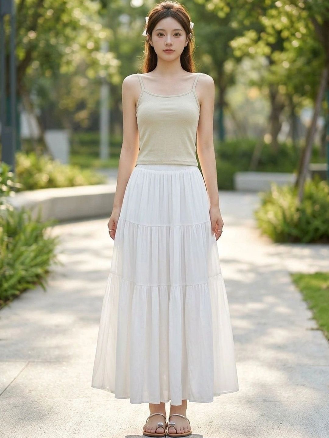 Suo Women Tiered Maxi Tiered Skirt-picture-19