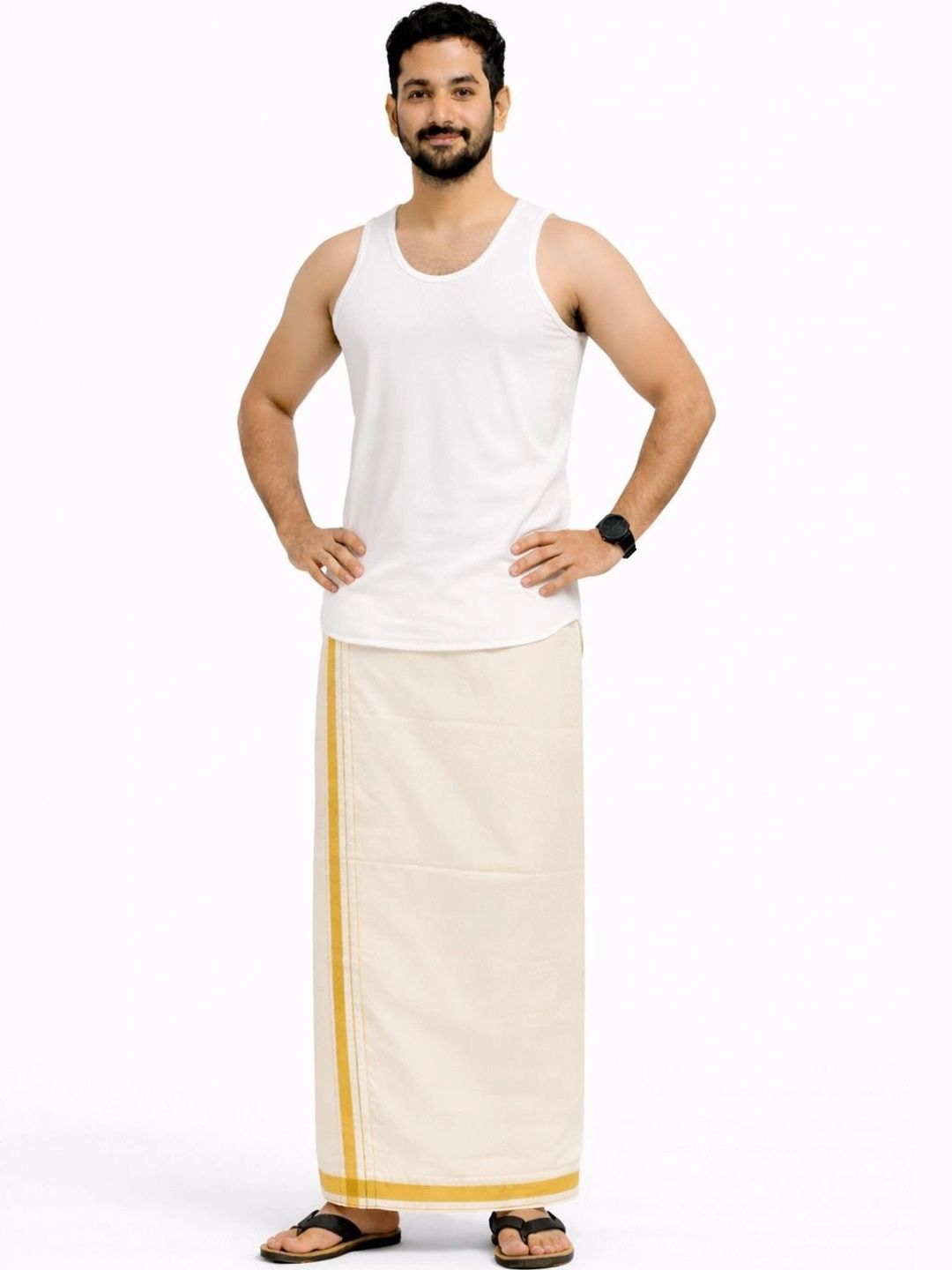 Radhika Handloom Men Striped Dhoti Dhotis-picture-13