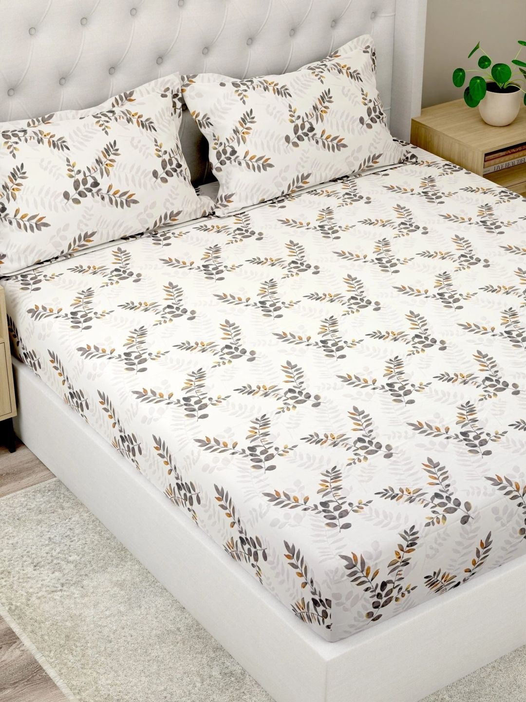 Pure Decor Lavender & Grey Floral 180 TC Bedsheet with 2 Pillow Covers-image-16