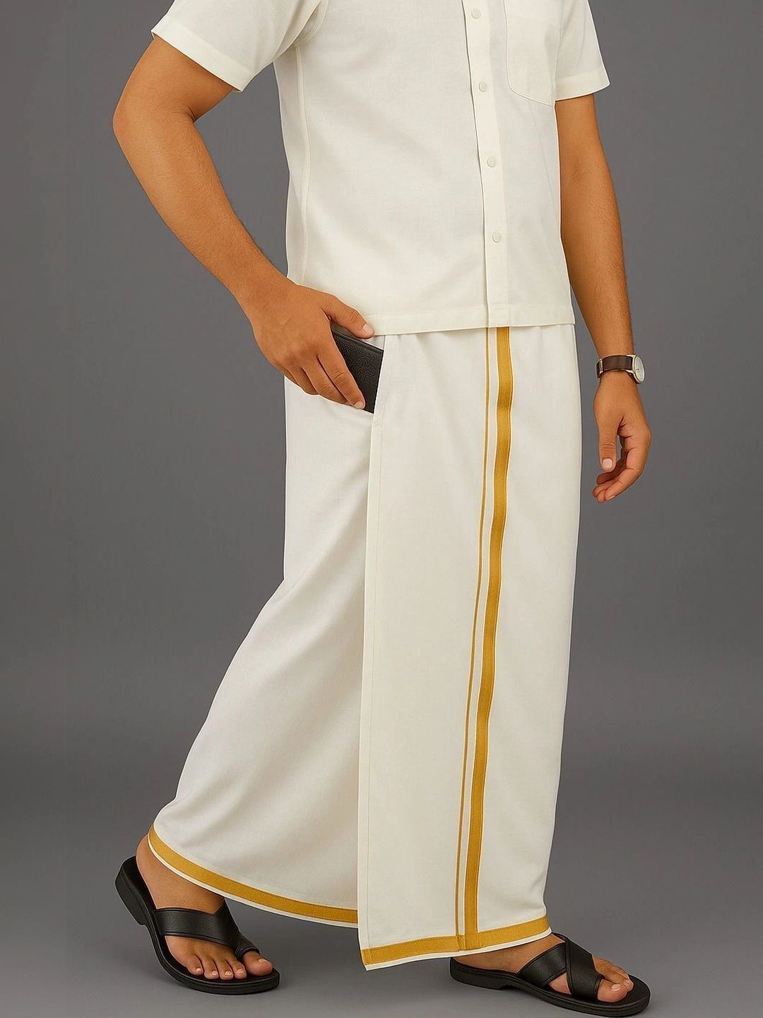 Radhika Handloom Men Striped Cotton Dhoti Dhotis-picture-33