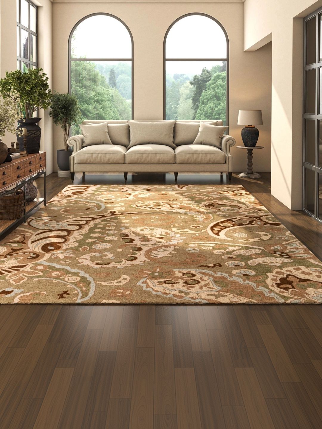 Jaipur Rugs Green Traditional Hand-Tufted Woollen Carpet-image-47