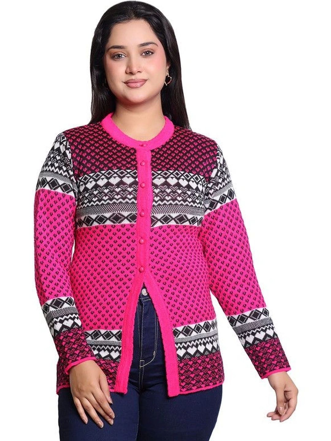 Grand Line Women Fair Isle Printed Cardigan-picture-30