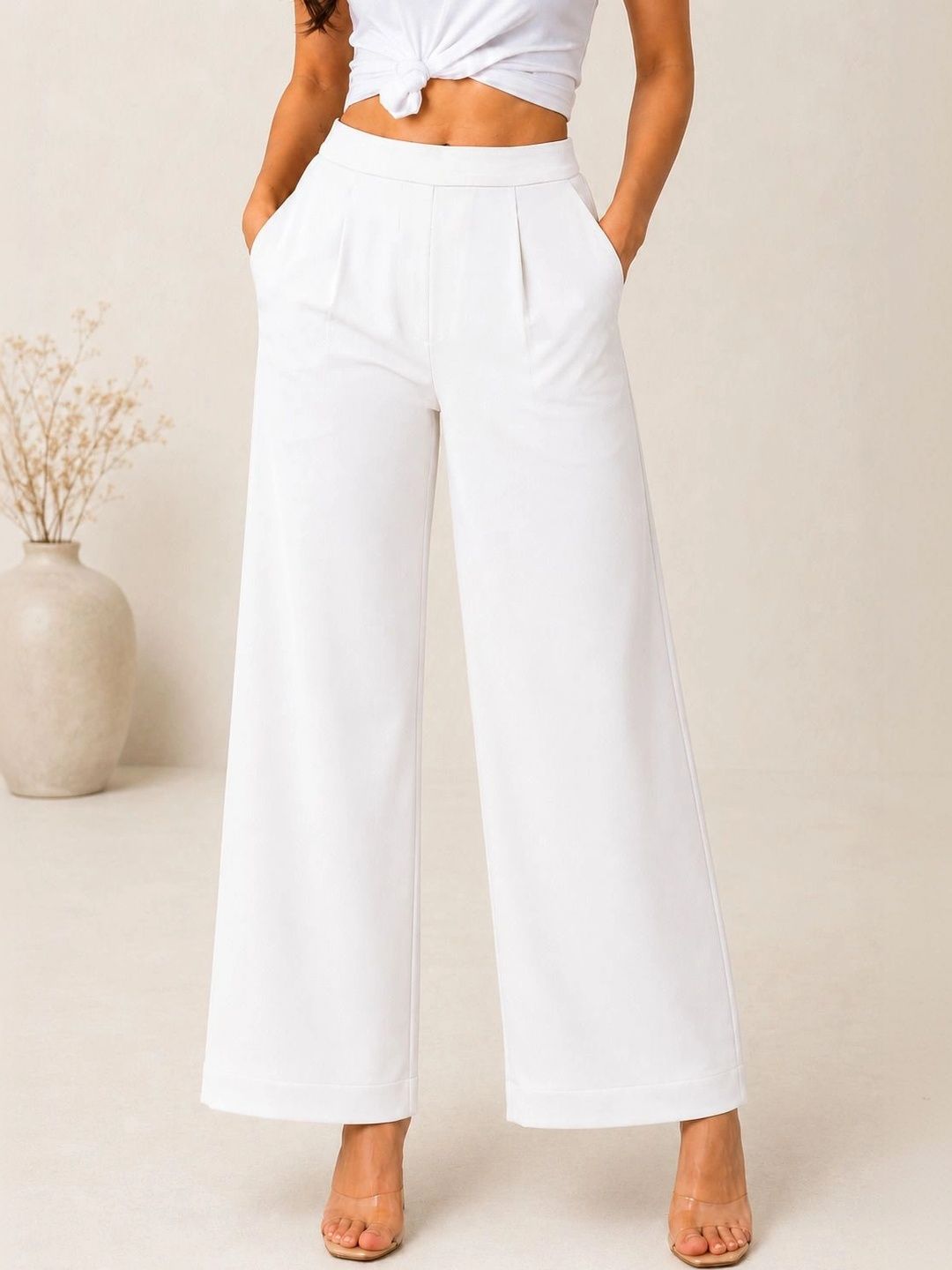 Oxinexx Women Relaxed Easy Wash Pleated Trousers-picture-15