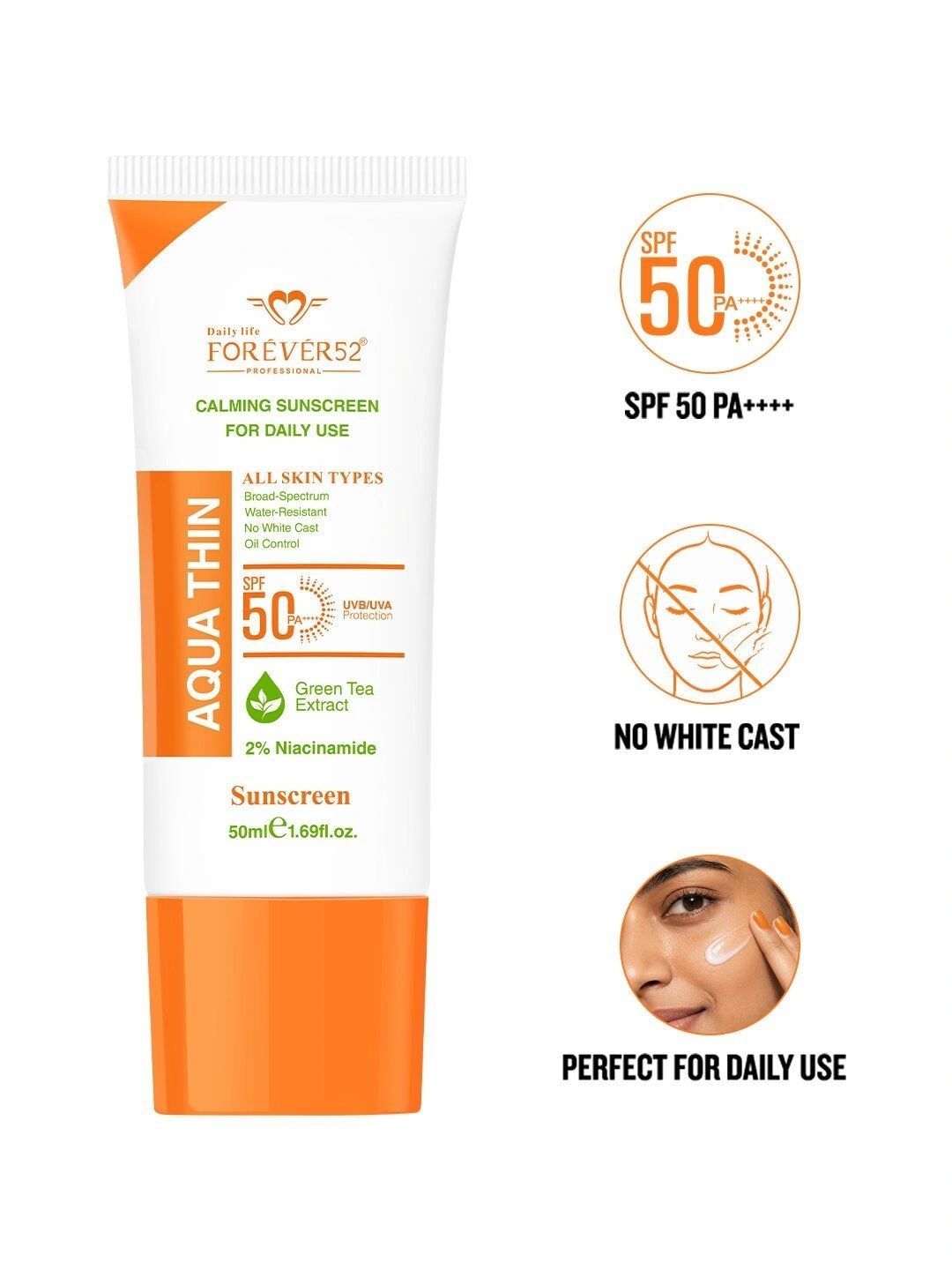 Daily Life Forever52 Aqua Thin Calming Sunscreen SPF 50 PA ++++ - 50 ml-image-23