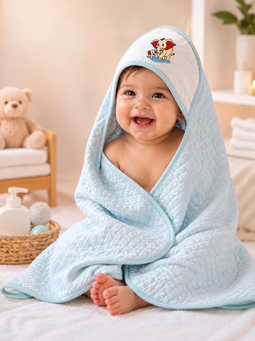 Milkymoon Kids Blue & White 1 Cotton 120 GSM Bath Towel-image-43