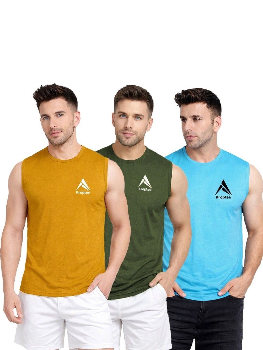 Kroptee Pack of 3 Cotton Blend Gym Vest-picture-20