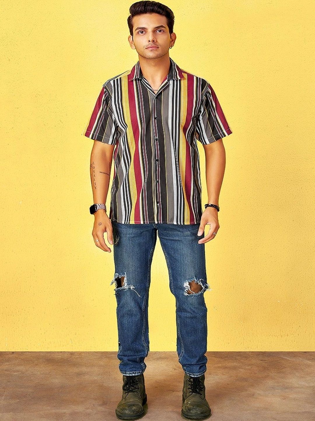 Moda Rapido Men Standard Striped Casual Shirt