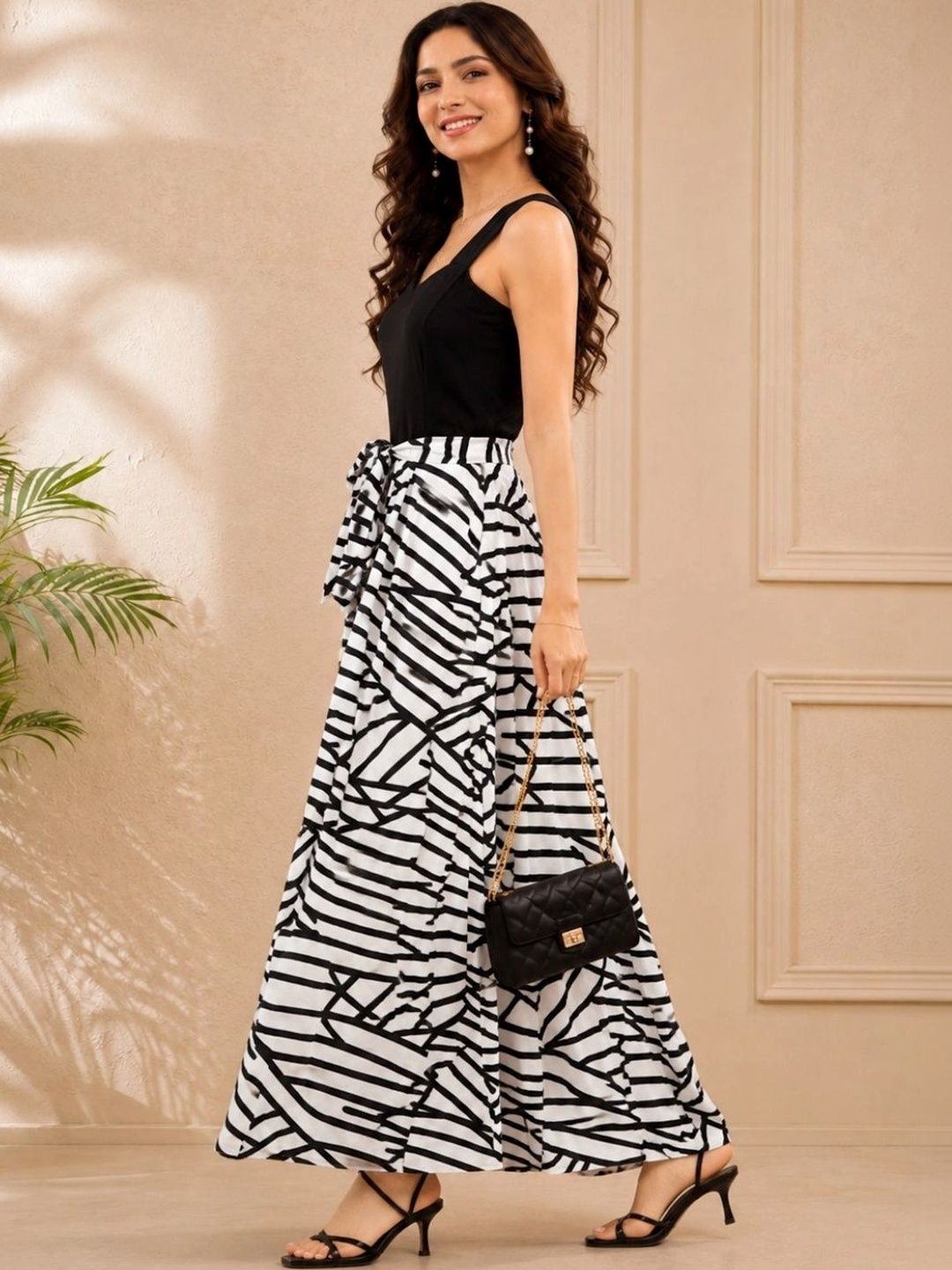 SZN Print Crepe A-Line Maxi Dress