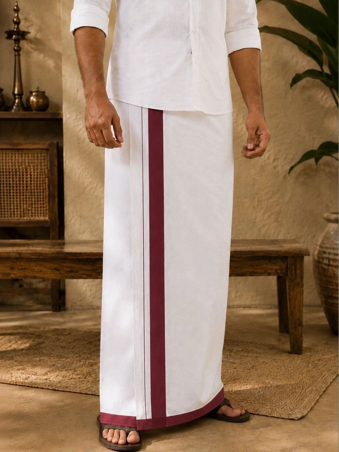 Radhika Handloom Men Striped Cotton Dhoti Dhotis-image-41