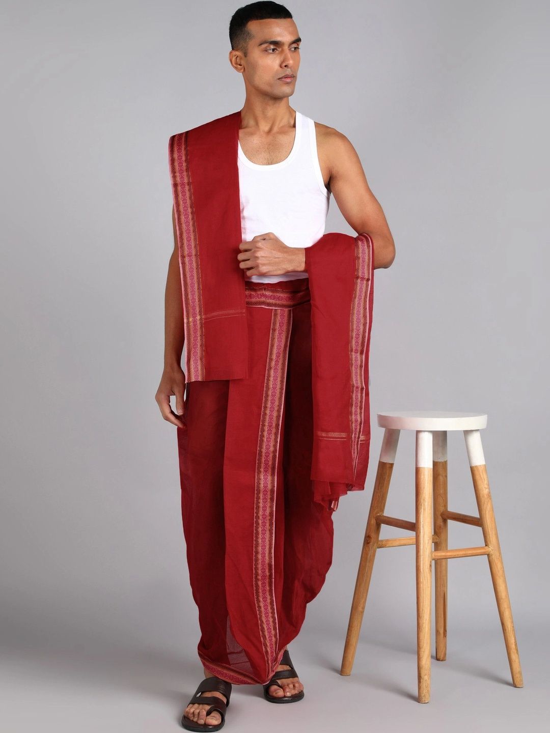 Radhika Handloom Men Embroidered Cotton Dhoti Dhotis-picture-20