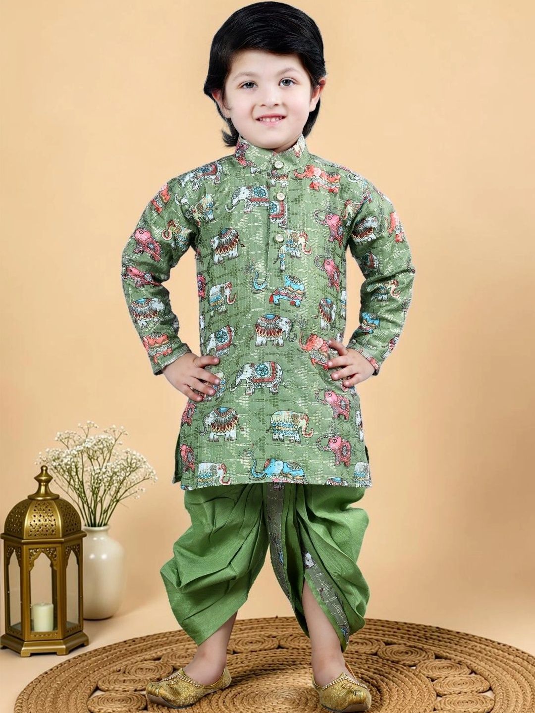 KALINI Boys Ethnic Motifs Printed Regular Kurta with Dhoti Pants-picture-47
