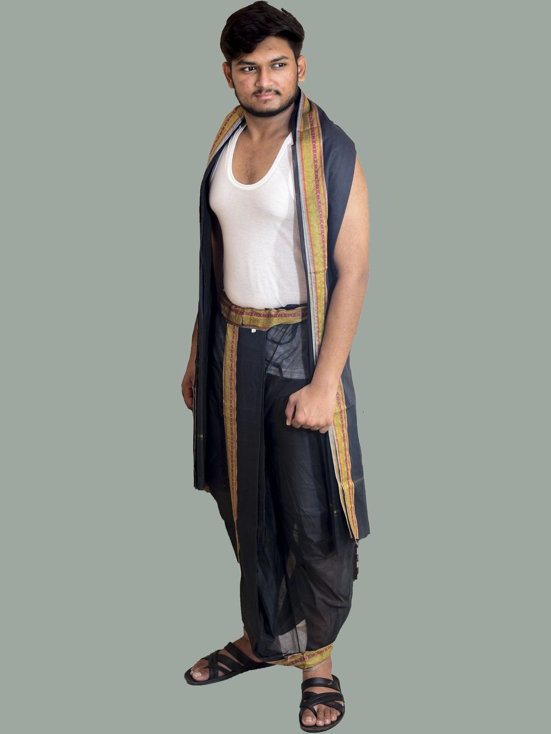 Radhika Handloom Men Embroidered Cotton Dhoti Dhotis-picture-16