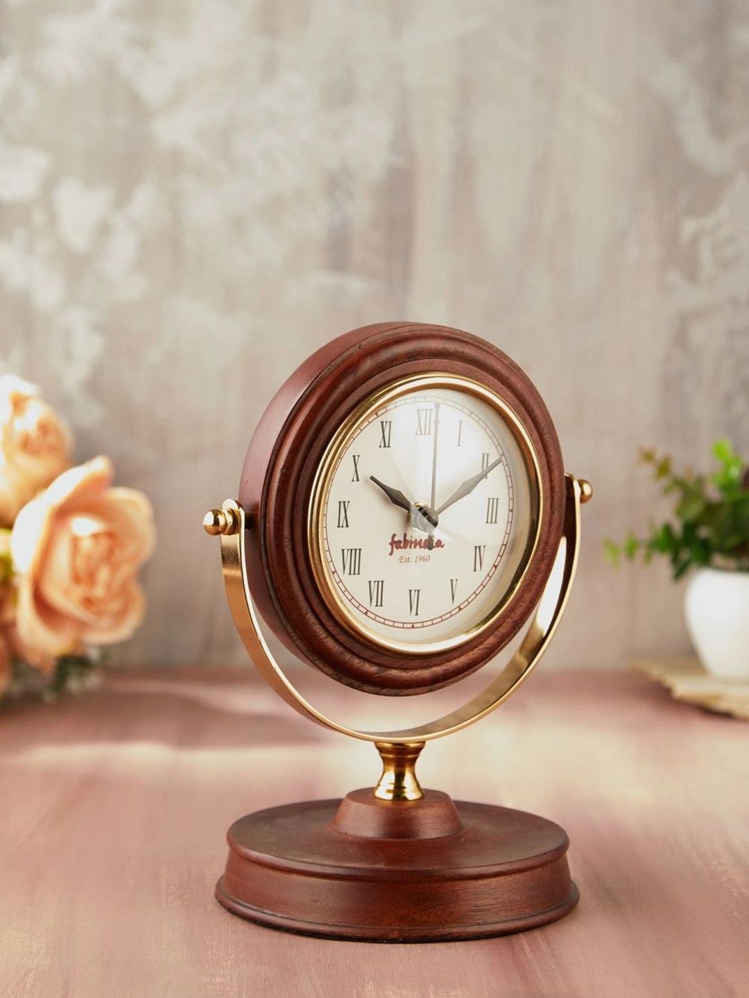 Fabindia Brown Traditional Table Clock-image-27