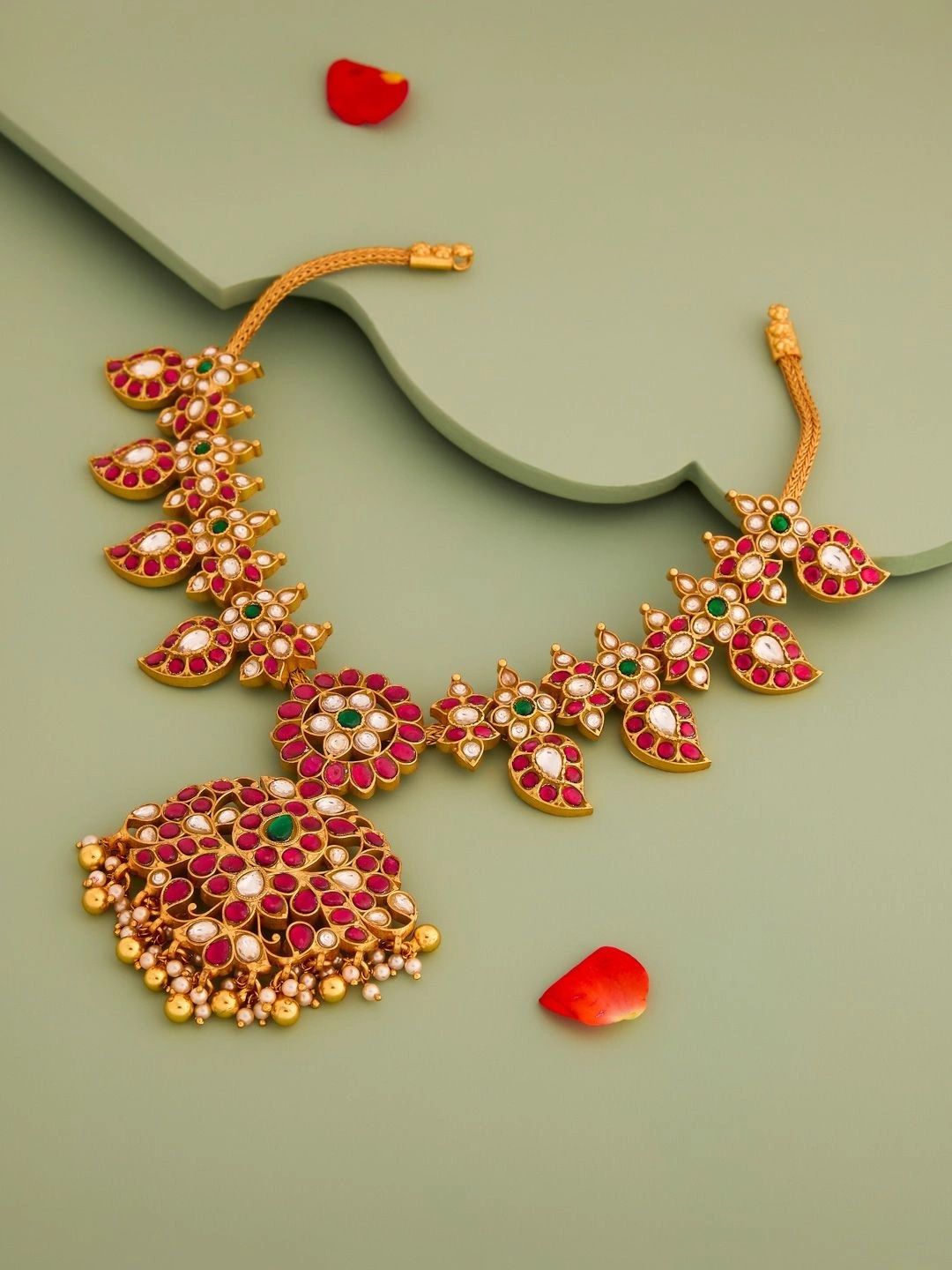 Kushal's Fashion Jewellery Sterling Silver Gold-Plated Temple Necklace-picture-42