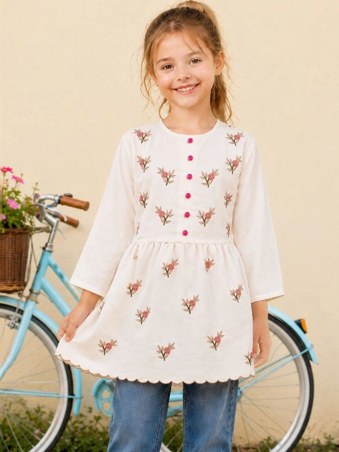 Ishti Floral Embroidered Cotton Blend Top-image-31