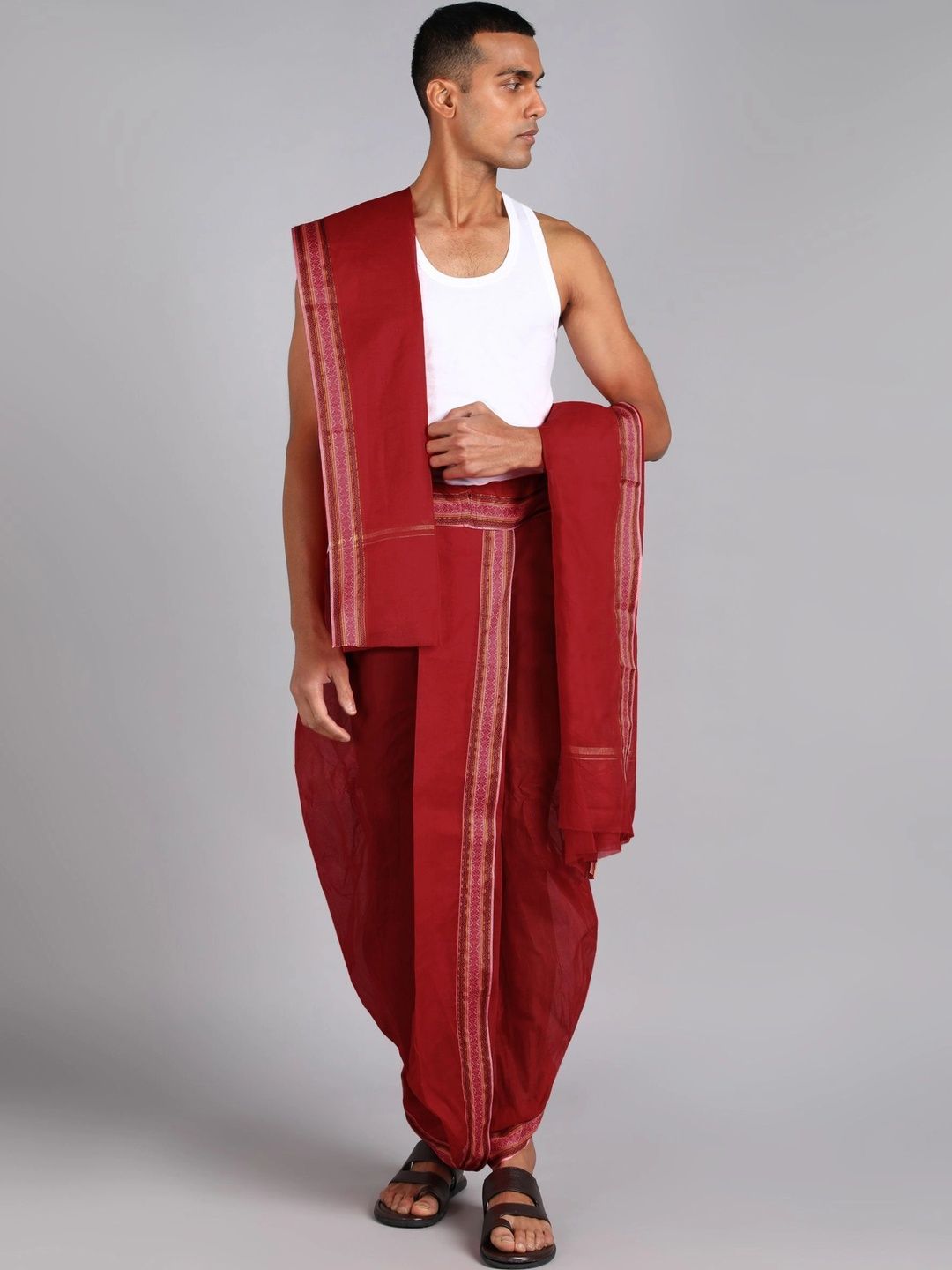 Radhika Handloom Men Embroidered Cotton Dhoti Dhotis-picture-12