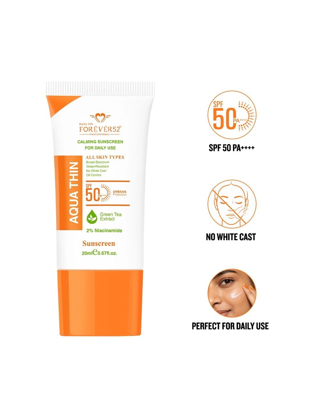 Daily Life Forever52 Aqua Thin Calming Sunscreen SPF 50 PA ++++ - 20 ml-image-22