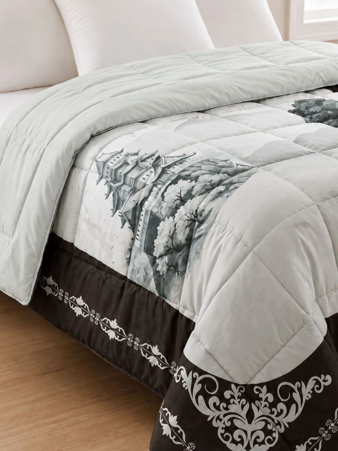 Florida Grey & Black Microfiber 233 GSM Comforter-image-38
