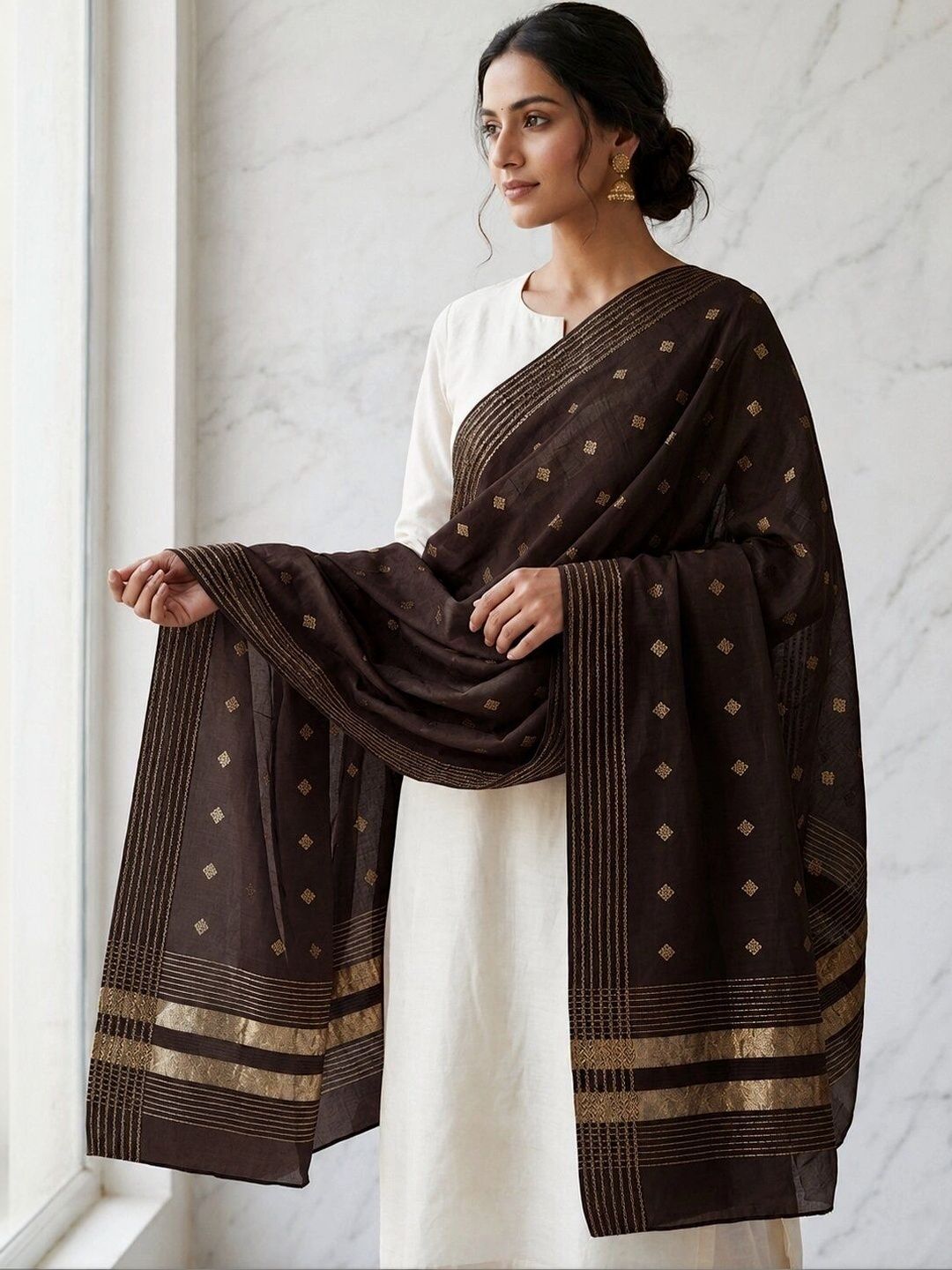 Ground Fashion Ethnic Motifs Woven Design Dupatta with Zari-picture-23
