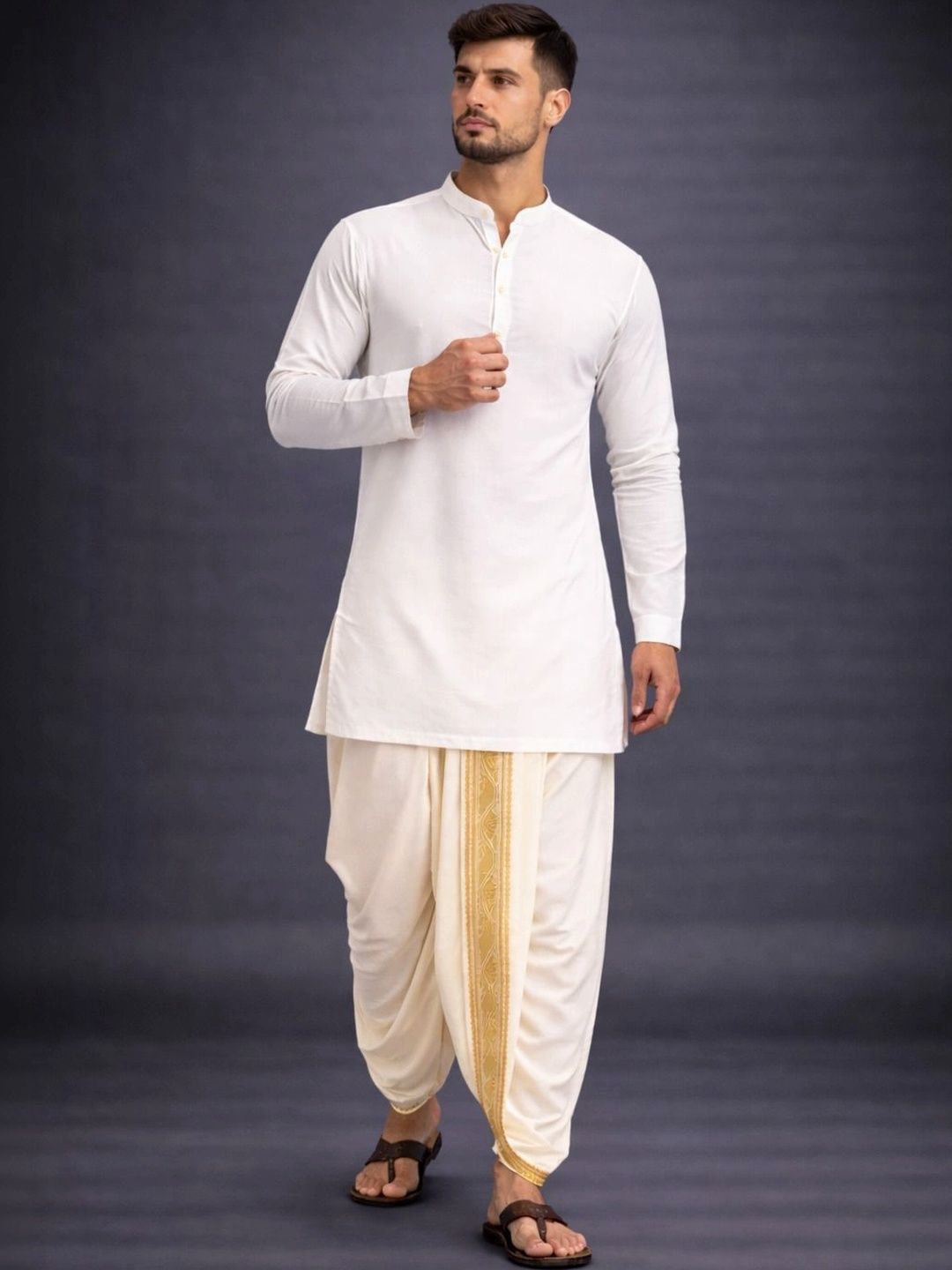 Radhika Handloom Men Embroidered Dhoti Dhotis-image-46