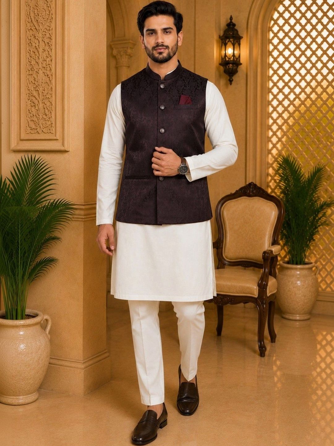 TRENDS OF ETHNIC Printed Mandarin Collared Nehru Jackets-image-16