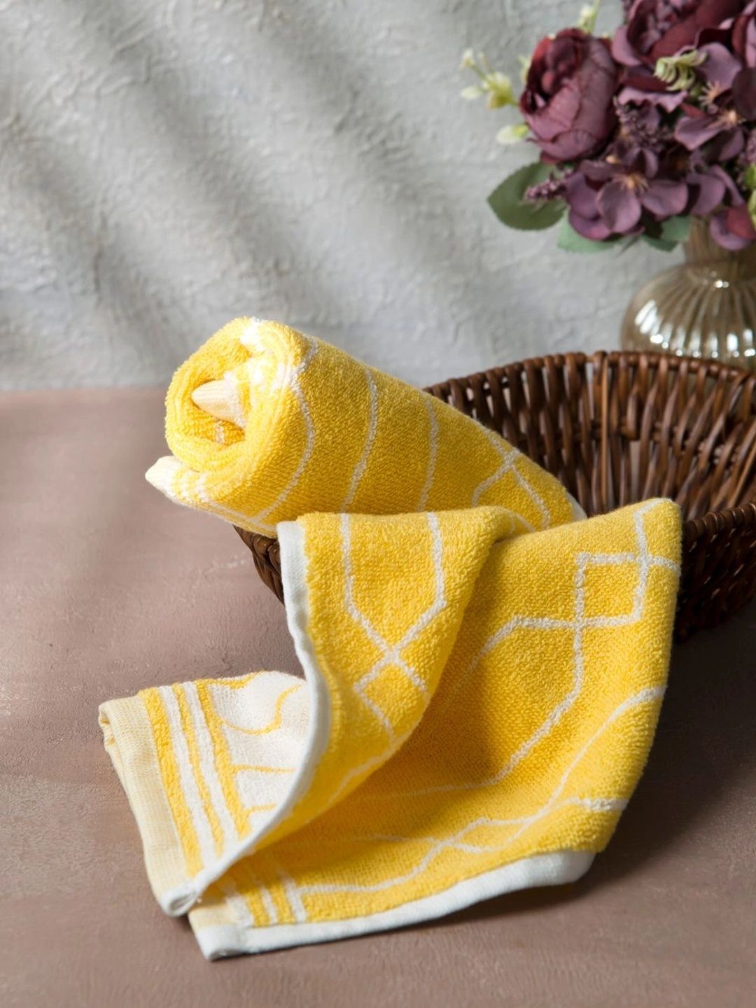 Fabindia Yellow & White 2 Piece Cotton 600 GSM Towel Set-picture-11
