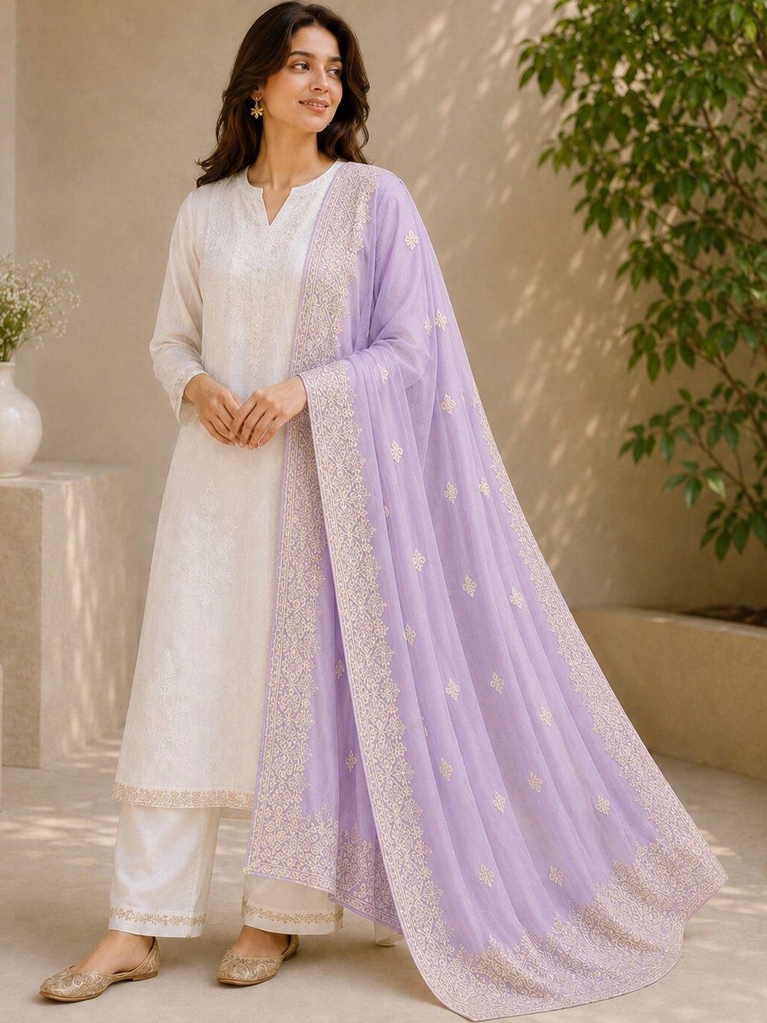 Ground Fashion Ethnic Motifs Embroidered Dupatta with Thread Work-picture-58