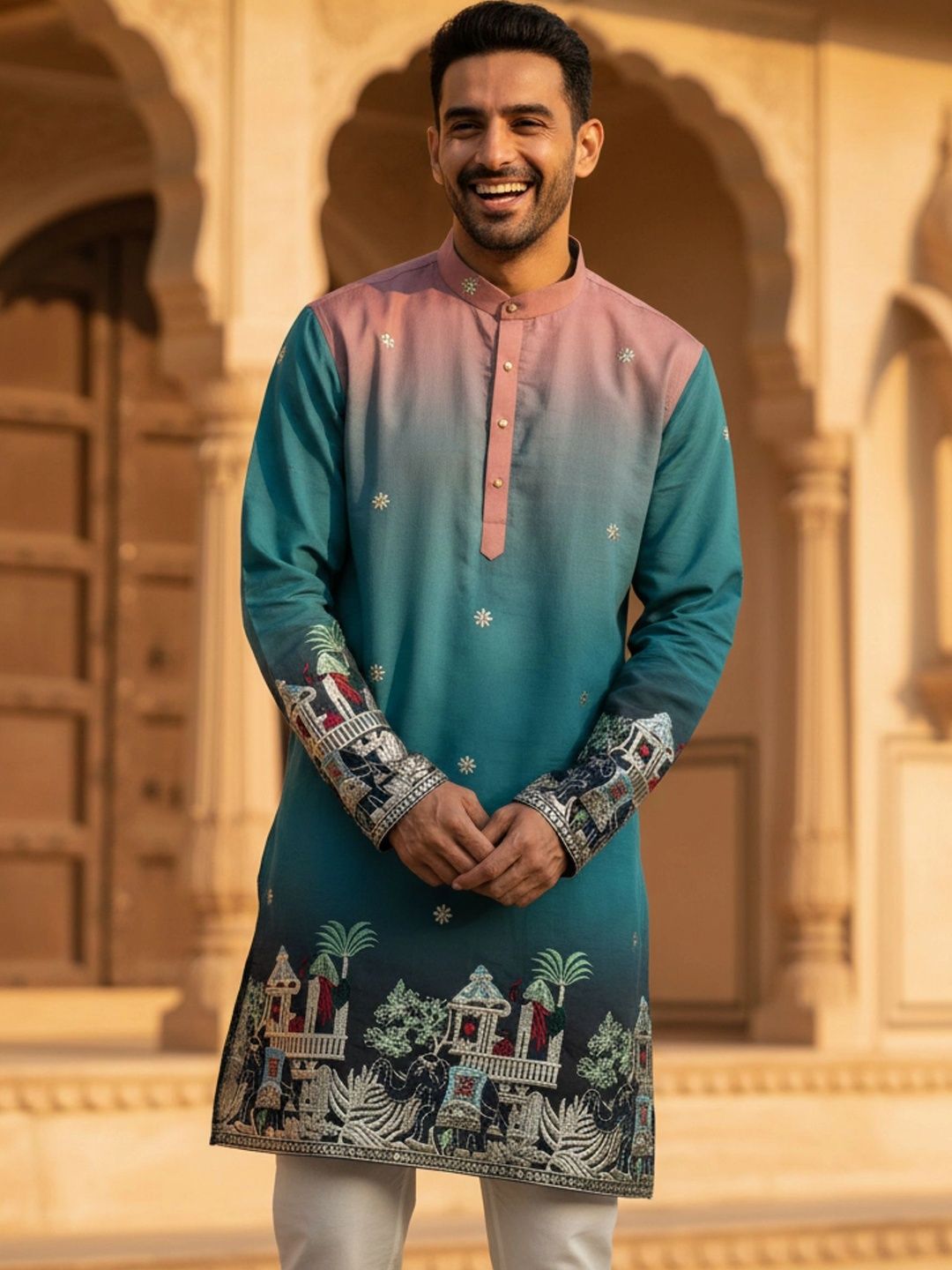 VOZIA Men Printed Thread Work Kurta-picture-24