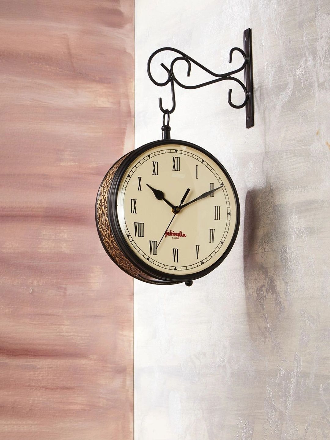 Fabindia Black Printed Vintage Wall Clock-image-19