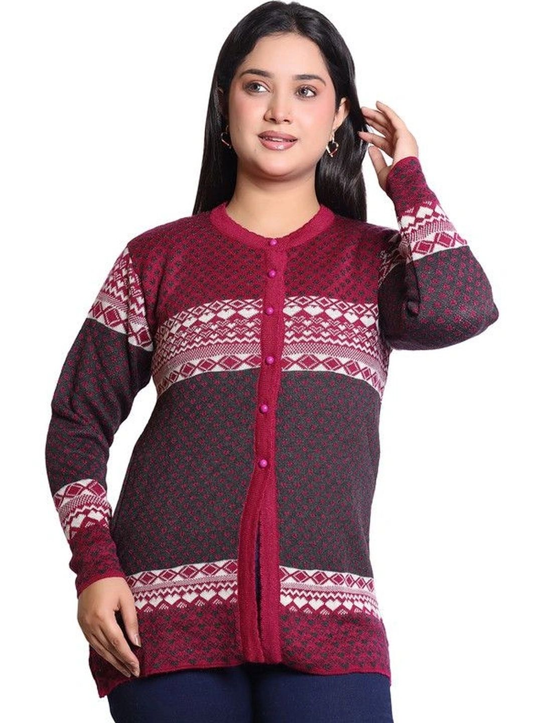 Grand Line Women Fair Isle Colourblocked Cardigan-picture-45