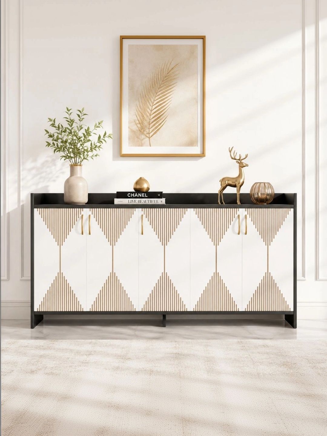 SPYDER CRAFT Black & White Multipurpose Engineered Wood Console Storage Cabinet-picture-35