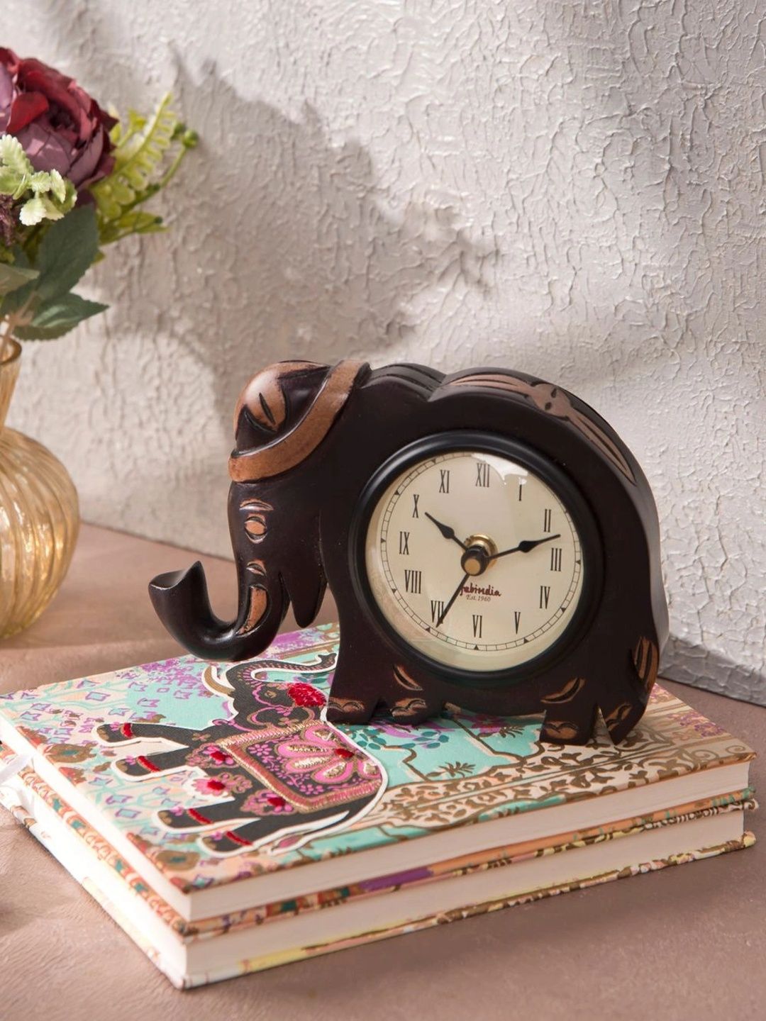 Fabindia Brown Animal Shaped Table Clock-picture-11